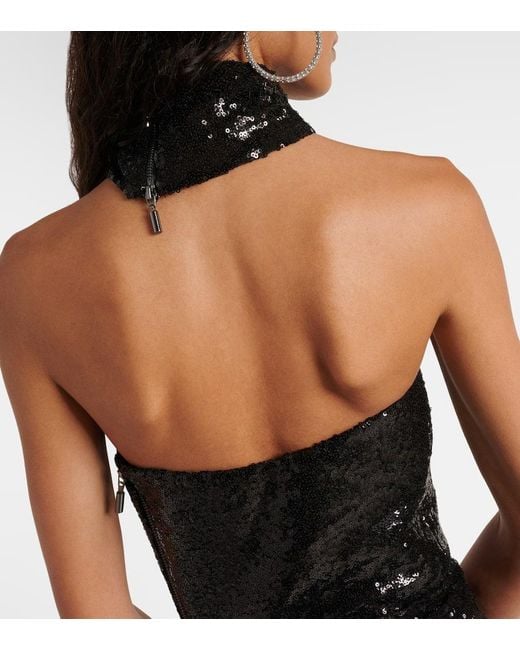 Maticevski Black Exhilarate Sequined Strapless Gown