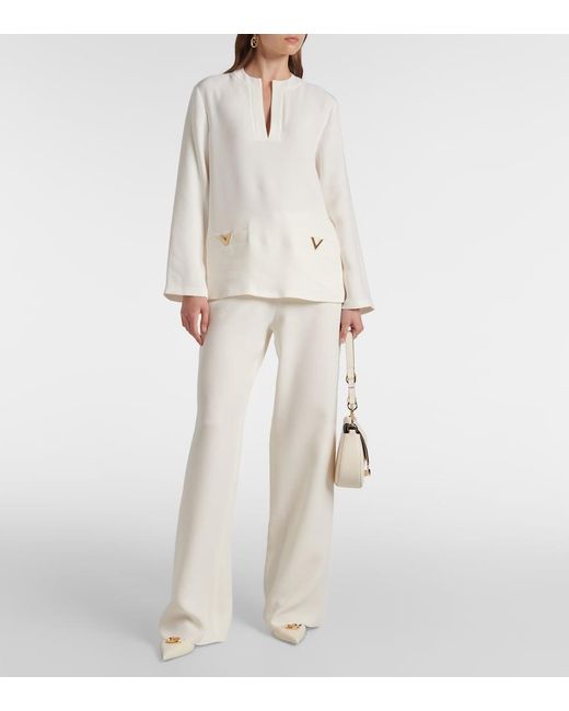 Valentino White Vgold Silk Top