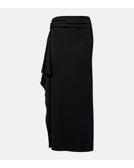 Christopher Esber Black Asymmetric Draped Jersey Maxi Skirt