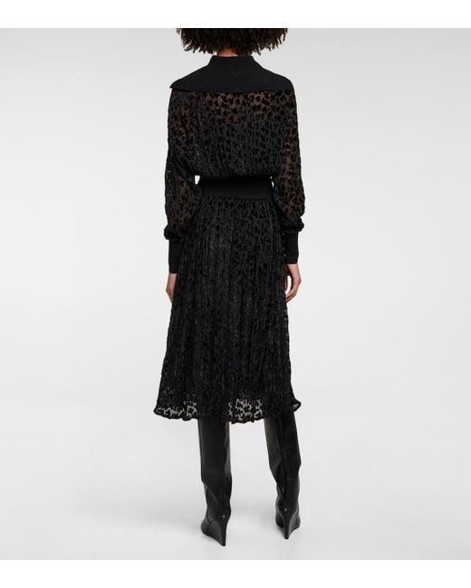 Tory Burch Black Velvet Devore Midi Dress