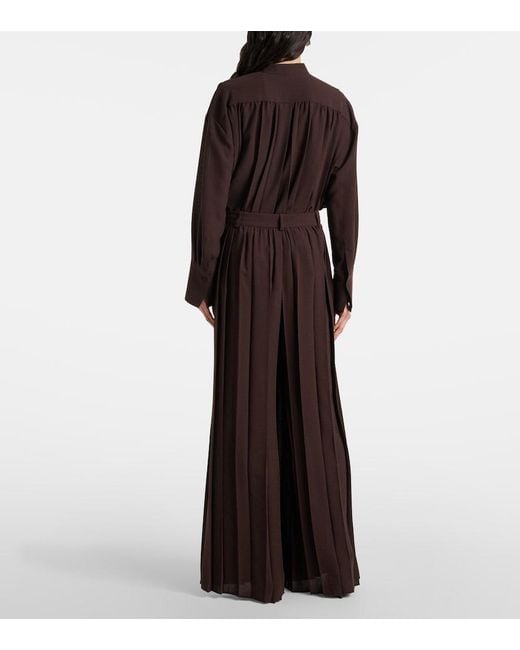 Joseph Brown Tibre Plisse Wide-Leg Pants