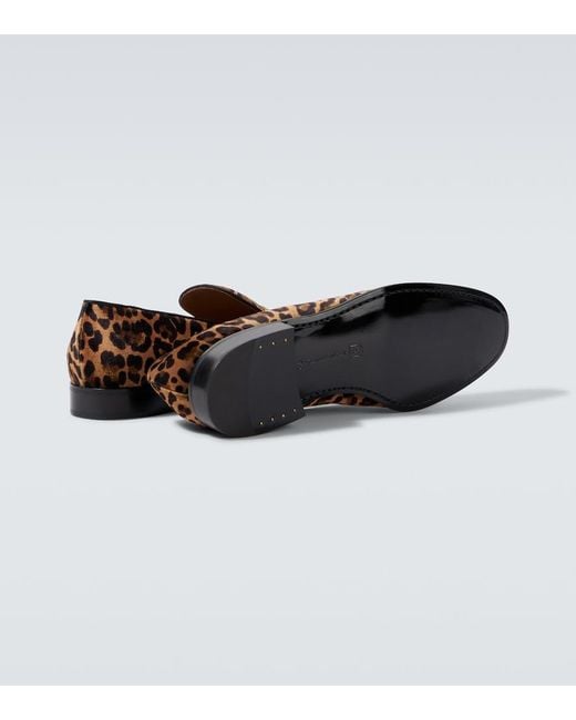 Gianvito Rossi Brown Leopard-Print Loafers for men