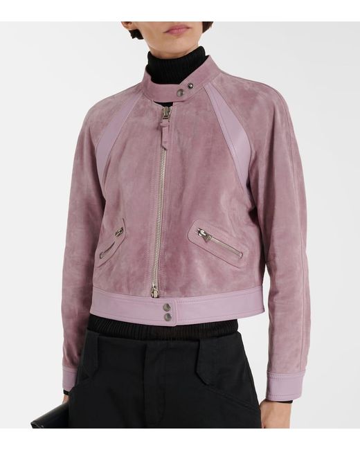 Tom Ford Pink Cropped-Jacke aus Veloursleder