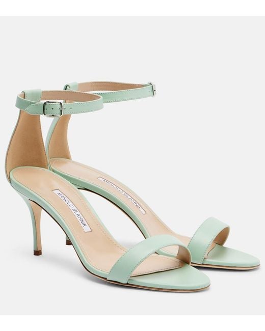Manolo Blahnik Metallic Chaos Leather Sandals