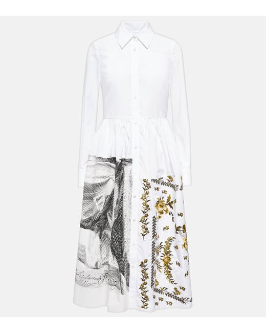 Erdem White Sutton Printed Cotton Shirt Dress