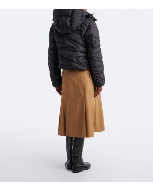Moncler Natural Pleated Cotton-Blend Midi Skirt