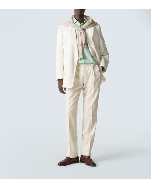 Ralph Lauren White Gregory Silk Tapered Pants for men
