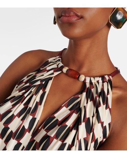 Mono Tai Estampado Con Cuello Halter Diane von Furstenberg de color White