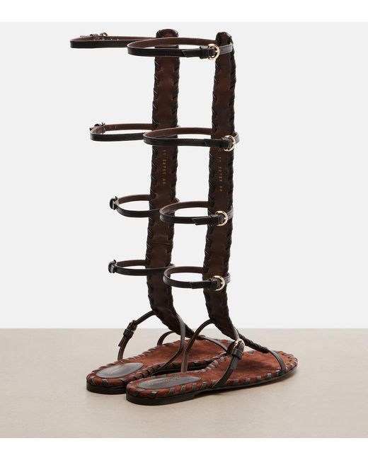 Gianvito Rossi Brown Zaira Suede And Leather Gladiator Sandals