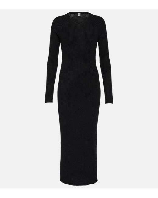 Totême Ribbedknit Wool Maxi Dress in Black Lyst