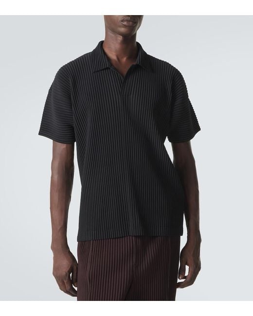 Homme Plissé Issey Miyake Black Basics Pleated Polo Shirt for men