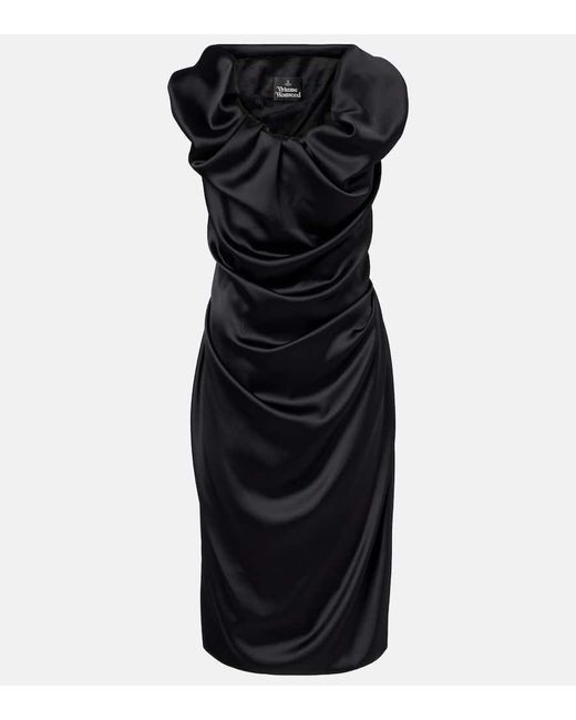 Vivienne Westwood Black Rill Draped Midi Dress