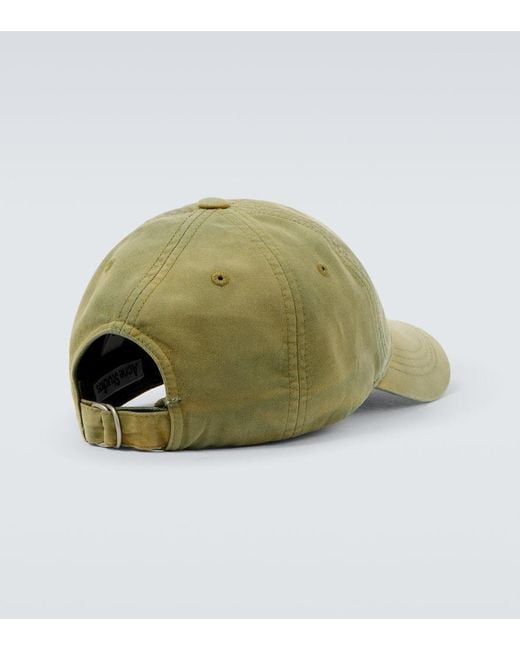 Acne Green Logo Cotton Twill Baseball Cap for men
