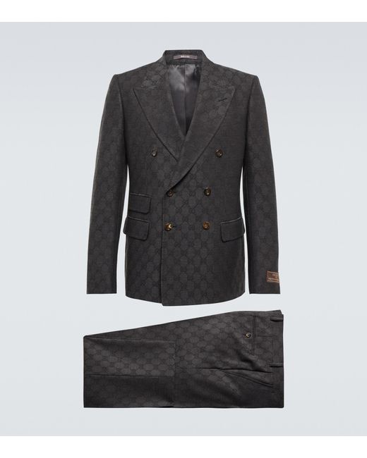Traje de lana con GG en jacquard Gucci de hombre de color Black