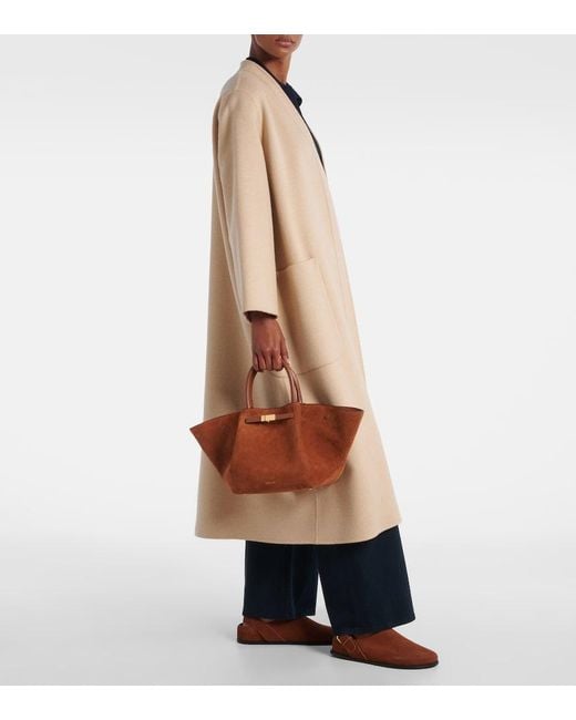 DeMellier London Brown New York Midi Suede Top-Handle Bag
