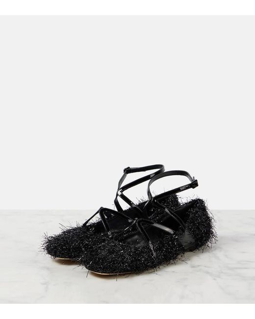 Jimmy Choo Black Astoria Tinsel Ballet Flats