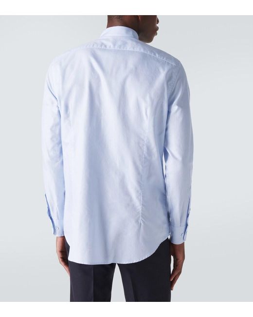 Etro Blue Button-Down Shirt With Logo for men