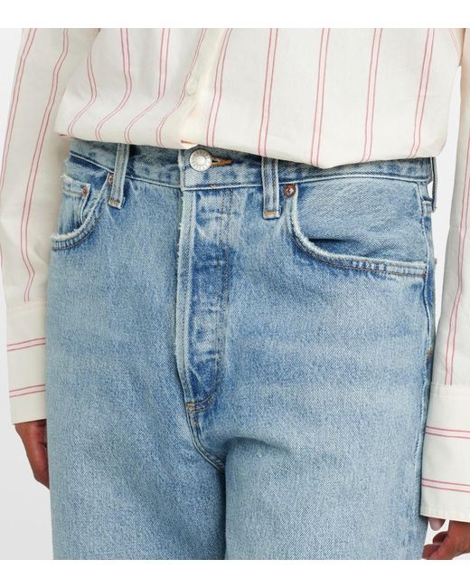 Agolde Blue Twist Low-Rise Wide-Leg Jeans