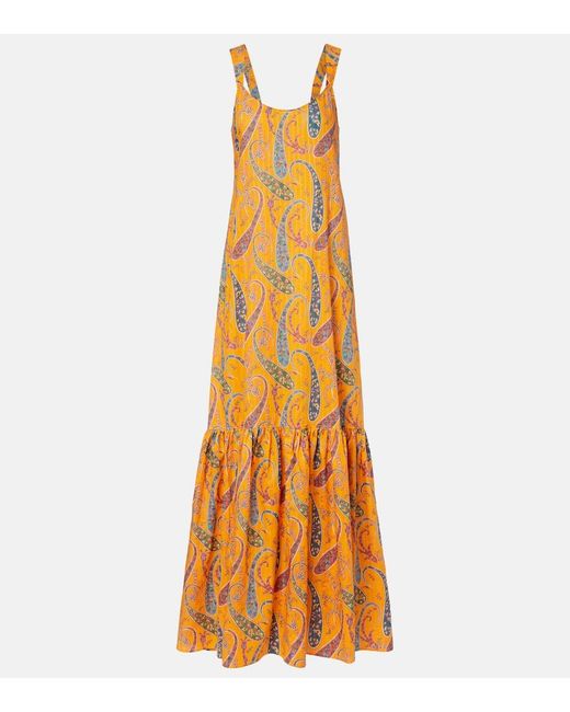 Etro Metallic Printed Cotton Cady Maxi Dress