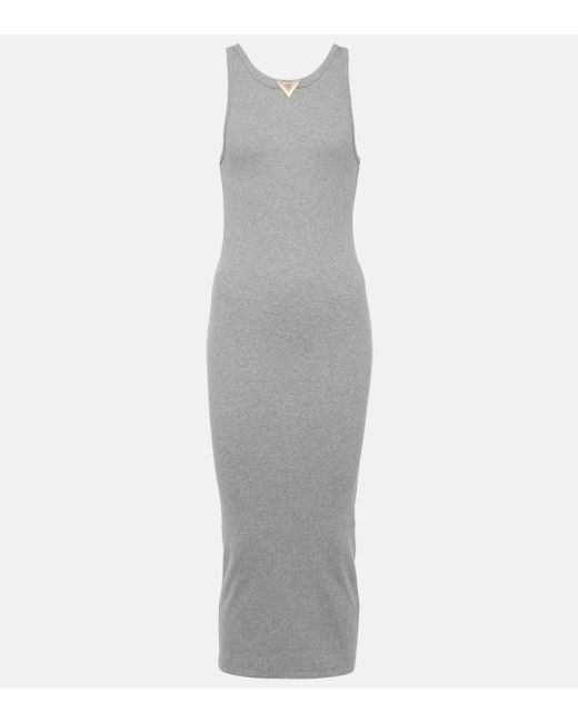 Valentino Gray Cotton-blend Jersey Midi Dress