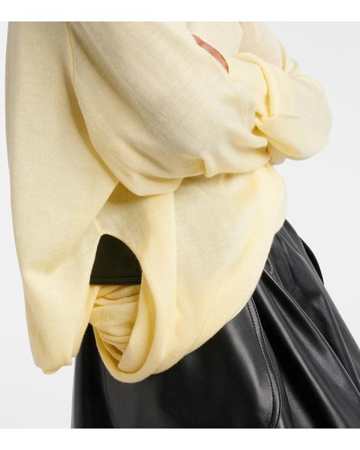Loewe Yellow Double L Asymmetric Wool Sweater