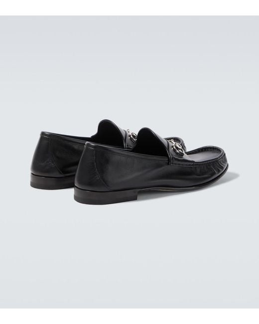 Gucci Black Lugano Horsebit Leather Loafers for men