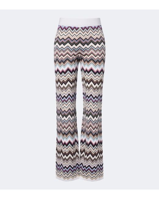 Missoni White Zigzag Knitted Wide-Leg Pants