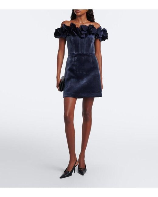 Rebecca Vallance Blue Charles Ruffled Velvet Minidress