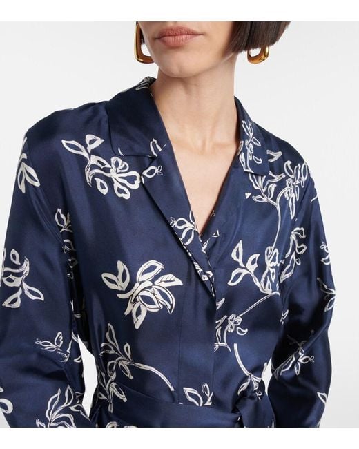Max Mara Blue Timeo Printed Twill Wrap Dress