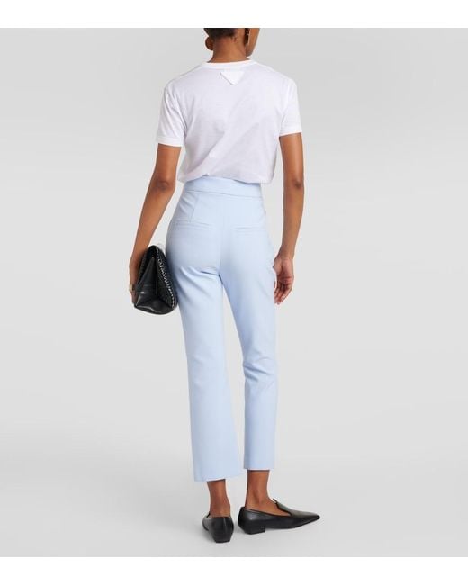 Veronica Beard Blue Tani Cropped High-Rise Flared Pants