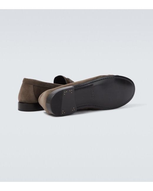 Saint Laurent Brown Le Loafer Suede Penny Loafers for men