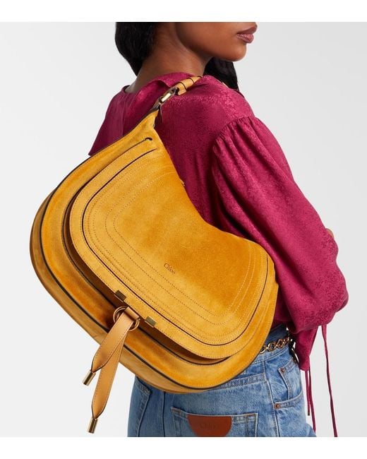 Chloé Brown Marcie Medium Suede Shoulder Bag
