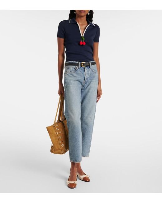 Agolde Blue Parker Mid-Rise Straight Jeans