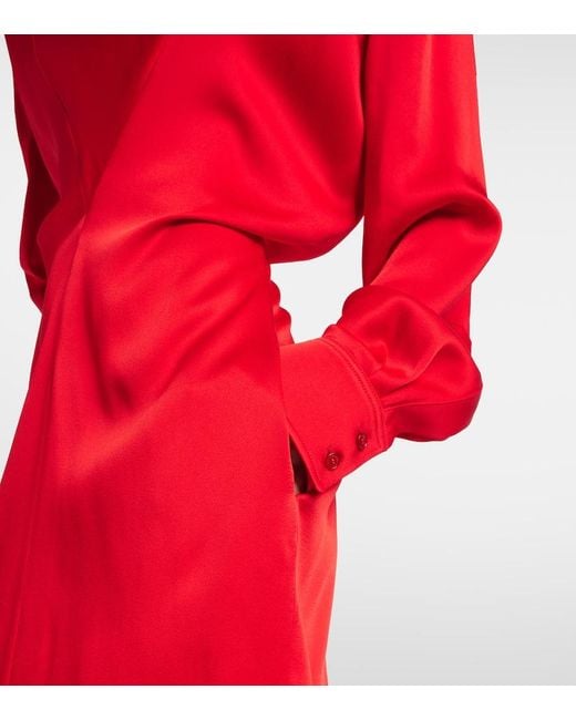Stella McCartney Red Cowl Neck Satin Midi Dress