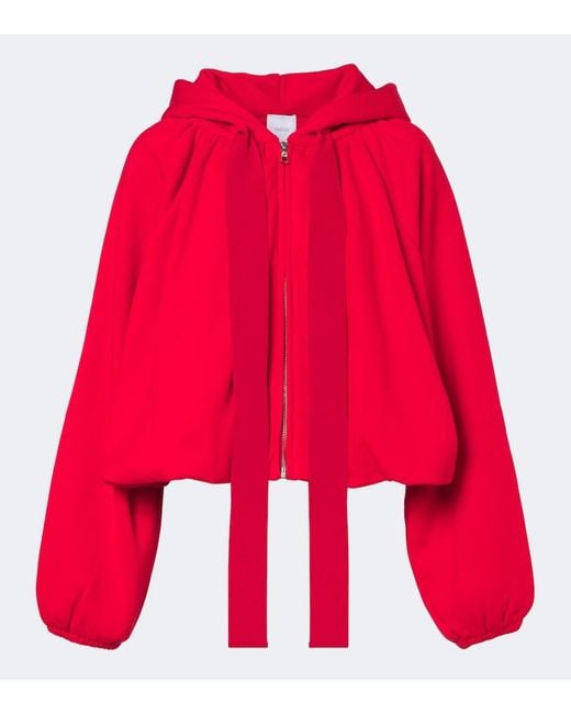 Patou Red Cotton Zip-Up Hoodie
