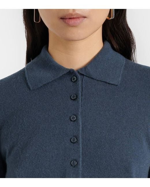 Vince Blue Cashmere And Silk Polo Sweater
