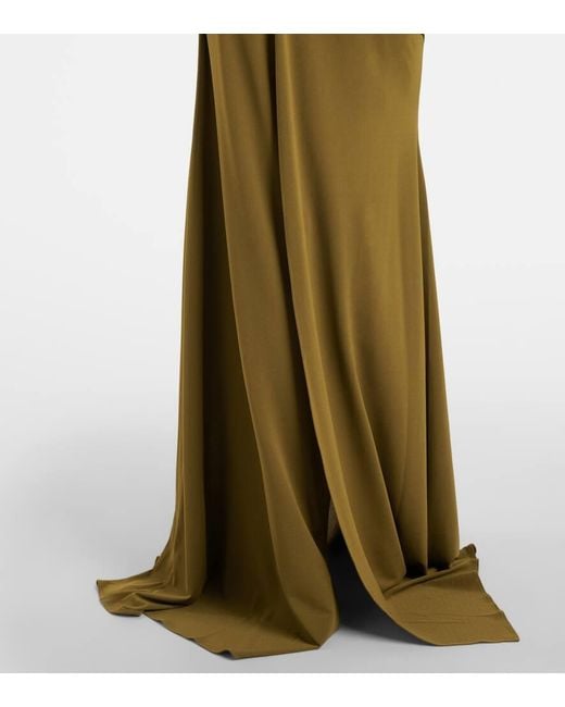 Alex Perry Green Draped Open-Back Crepe Jersey Gown