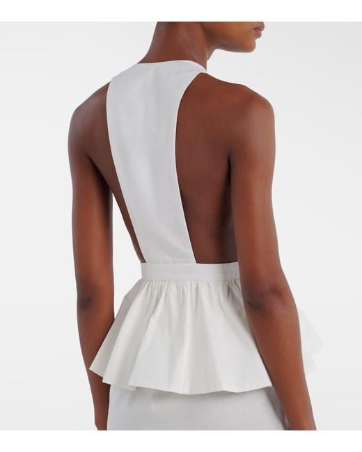 Adriana Degreas White Peplum Cotton Maxi Dress