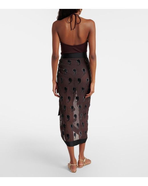 Tory Burch Black Paisley Silk-Blend Beach Cover-Up