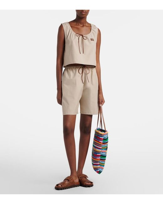 Miu Miu Brown Woven Leather Sandals