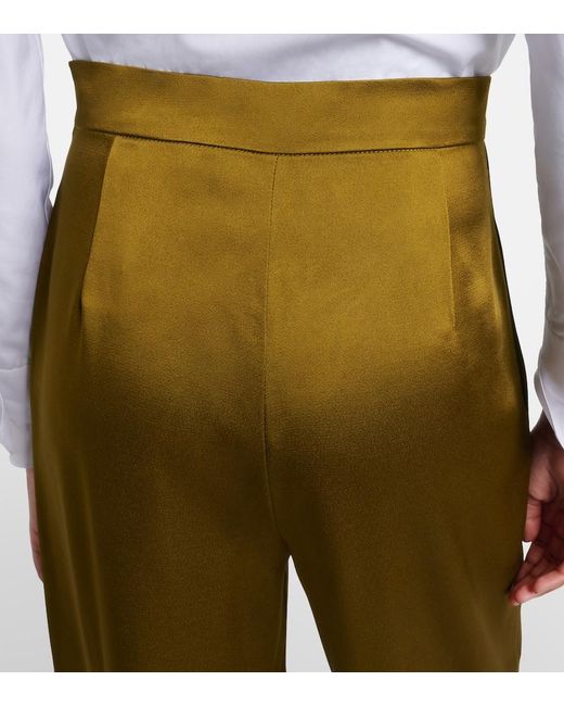 Max Mara Green Cono Satin Wide-Leg Pants