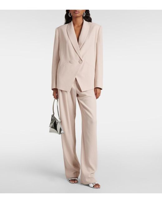 The Sei Natural Double-Breasted Crepe Blazer