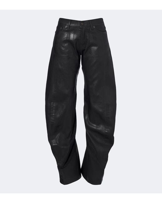 Acne Black Coated Barrel-Leg Jeans
