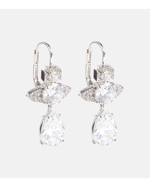 Vivienne Westwood White Ismene Crystal Drop Earrings