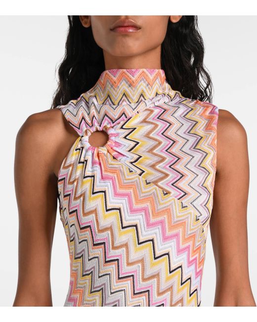 Missoni Pink Zigzag Gathered Midi Dress