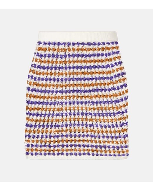 Eres Red Design Open-Knit Cotton-Blend Miniskirt