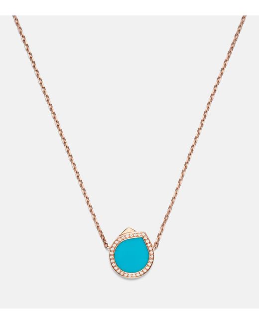Repossi Blue Antifer 18Kt Rose Pendant Necklace With And Diamonds