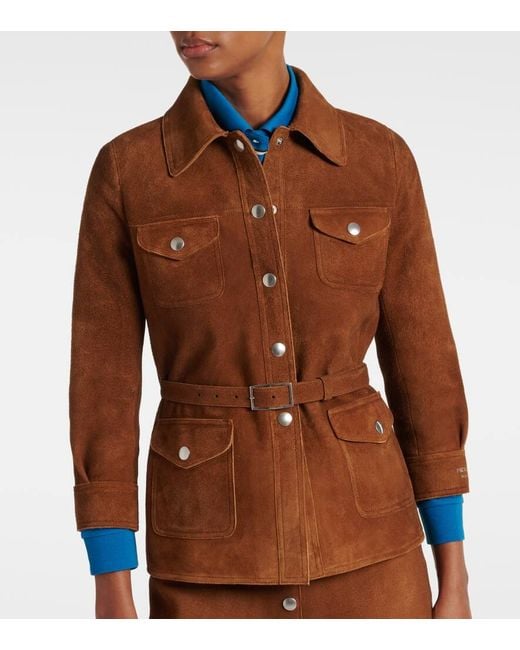 Prada Brown Hemdjacke Aus Veloursleder