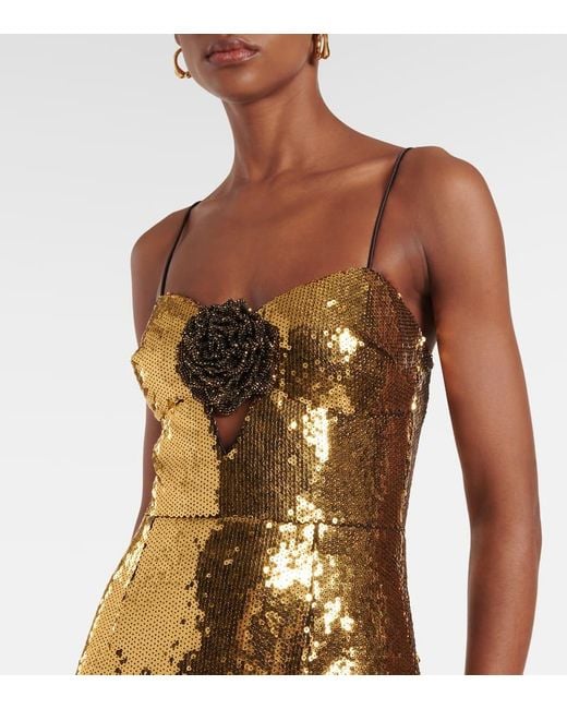 Robe Longue Gloria A Sequins Rebecca Vallance en coloris Metallic