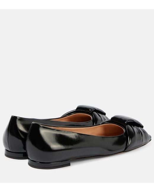 Gianvito Rossi Black Paradi Bow-Detail Leather Ballet Flats